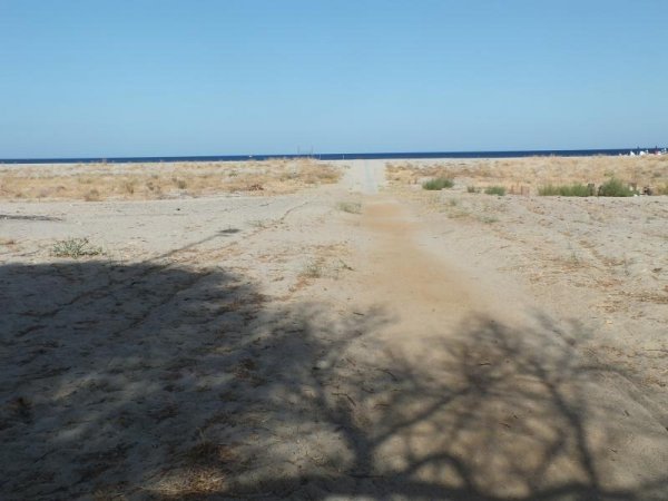 Sentiero sabbioso verso la spiaggia deserta.